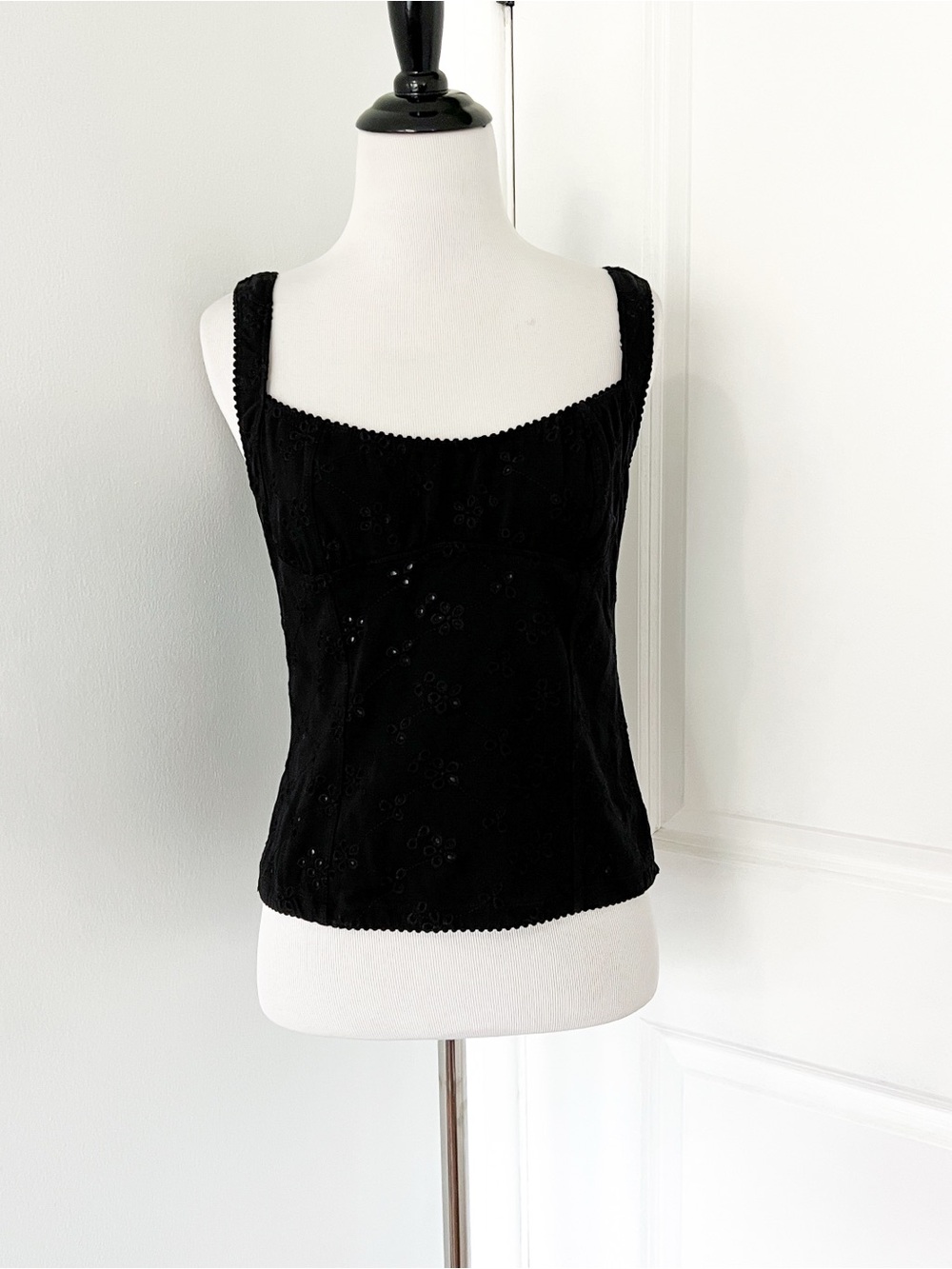 Free People Black Eyelet Embroidered Camisole Top - Large